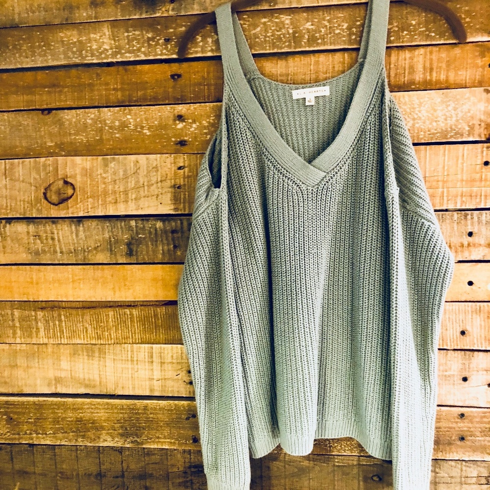 Women's Ice Blue Cold Shoulder Sweater Size Small